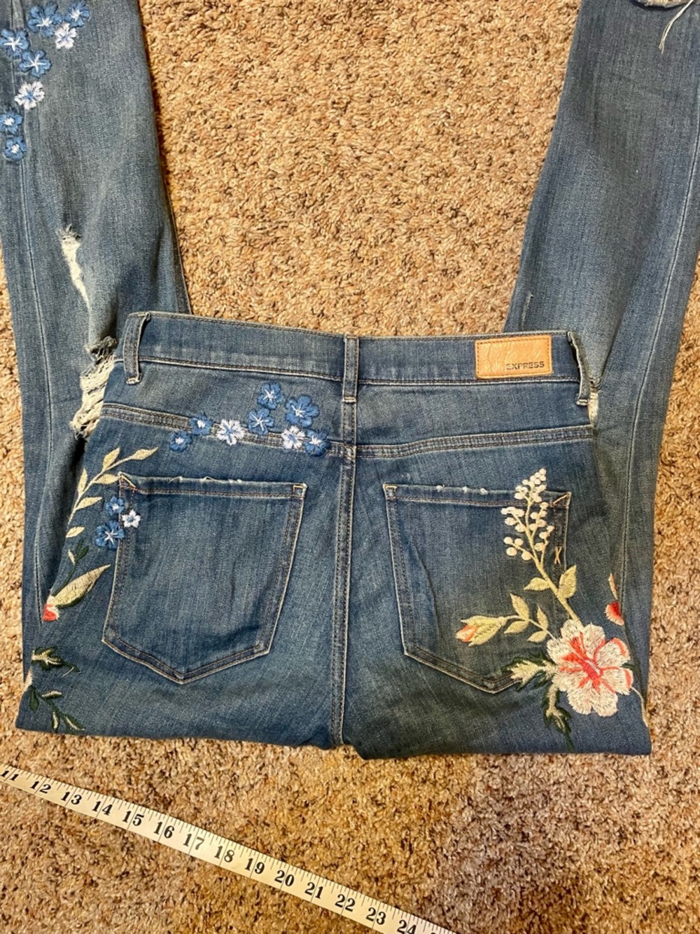 Express Floral Embroidered High Rise Skinny Ankle Legging.  Boho Festival. 6R - Picture 11 of 13